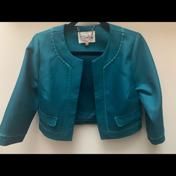 Beautiful emerald green bolero jacket Darling London size US 6 - Picture 1 of 8